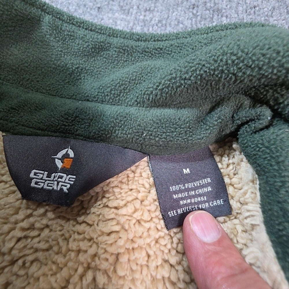 Guide Gear Jacket Mens Medium Green Fleece Sherpa Lined Button Front Outdoor